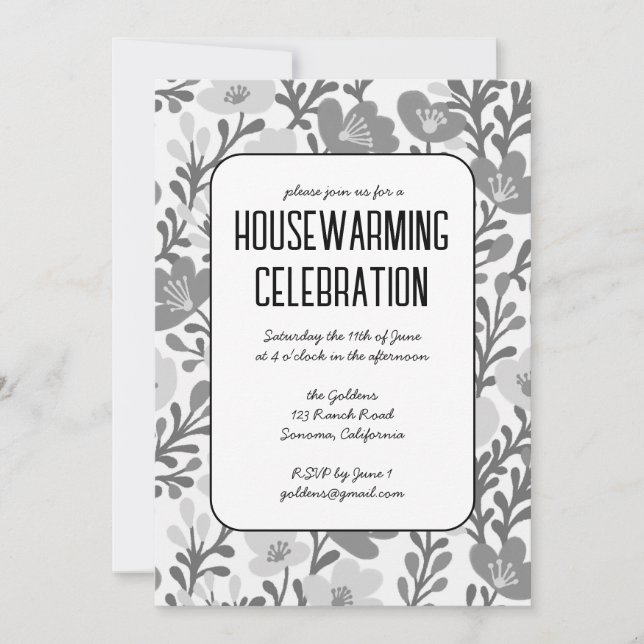 Invitation Élégant motif floral personnalisé FÊTE DE RÉCHAUFF (Devant)