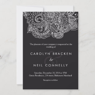 Invitation Élégant Motif Paisley Mariage floral