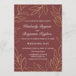 Invitation Élégant moulage en or sur Blush. Mariage de luxe