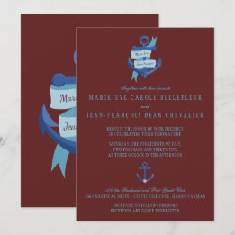Invitation Elégant Nautical Yacht Destination Mariage