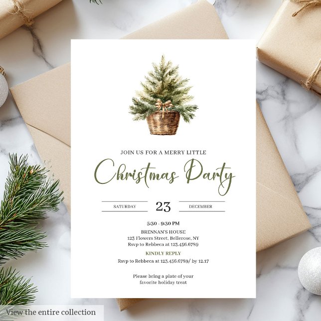 Invitation Elegant Neutral Sage Light Brown Christmas Party (Elegant Neutral Sage Light Brown Christmas Party)