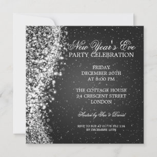 Invitation Elegant New Years Eve Invite Sparkle Black