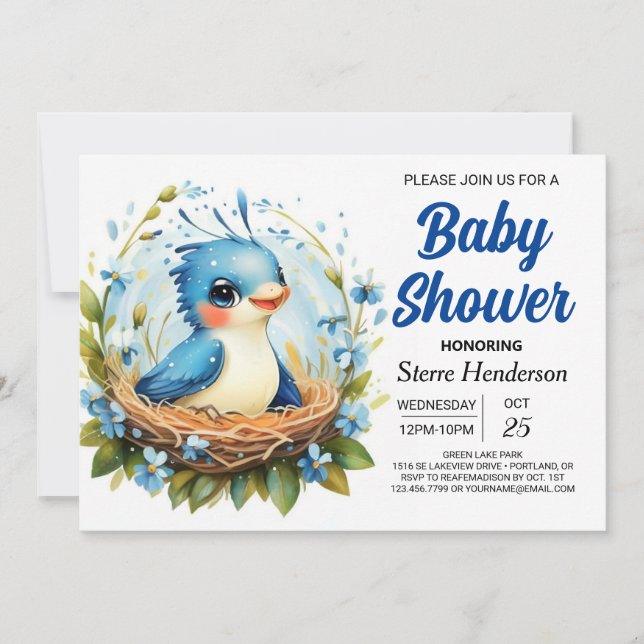 Invitation Elégant Nid Boy Baby shower Boy Boy (Devant)