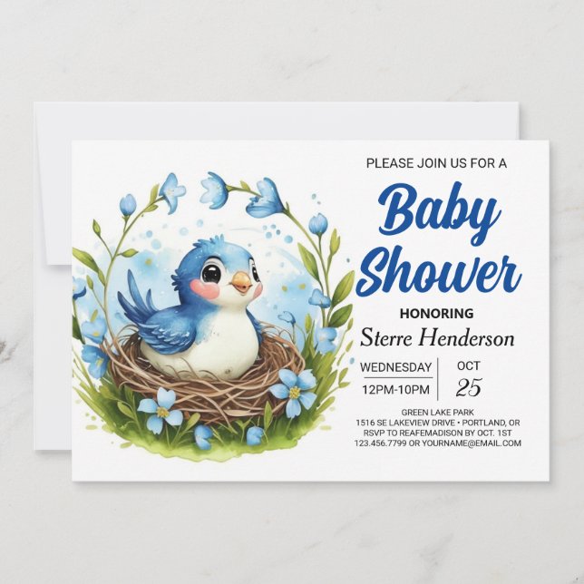 Invitation Elégant Nid Boy Baby shower Boy Boy (Devant)