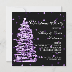 Invitation Élégant Noël Bokeh Tree Fête de vacances violet