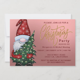 Invitation Élégant Noël Bokeh Tree Party Gold rose