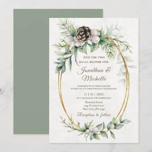 Invitation Élégant Noël d'hiver Floral Mariage chrétien