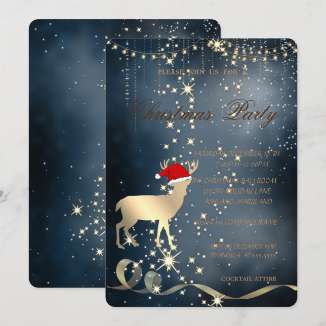 Invitation Élégant Noël Père Noël Chapeau, Fête de Noël (Devant / Derrière)