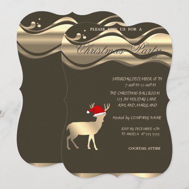 Invitation Élégant Noël Père Noël chapeau, fête de Noël (Devant / Derrière)