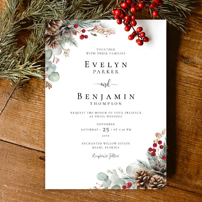 Invitation Élégant Noël Rustique Mariage d'hiver (Créateur téléchargé)