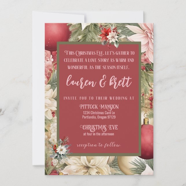 Invitation Élégant Noël Soir Romantique Mariage photo (Devant)