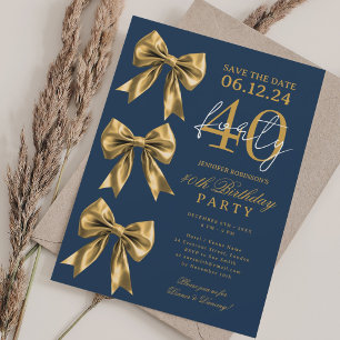 Invitation Élégant noeud papillon Save Date 40e anniversaire