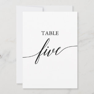 Invitation Élégant noir 5x7 Numéro du tableau imprimable Cinq