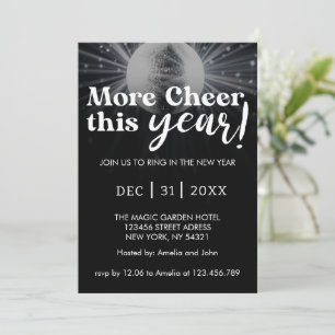 Invitation Elégant noir argent blanc Mariage du Nouvel An