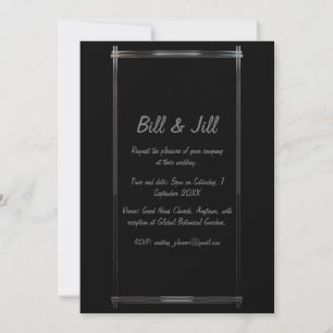 Invitation Élégant noir avec Mariage frontière Chrome Déco