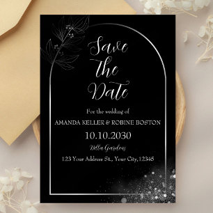 Invitation Élégant noir blanc Enregistrer le Mariage de date