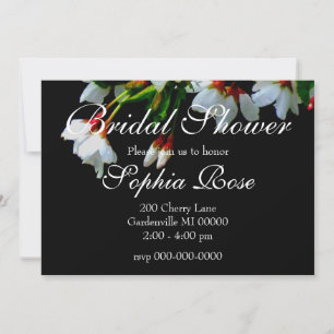 Invitation Élégant noir blanc fleuri blanc Blossom