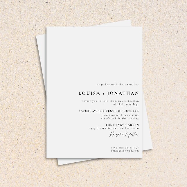 Invitation Élégant noir blanc Formal Script Mariage minimal (Créateur téléchargé)