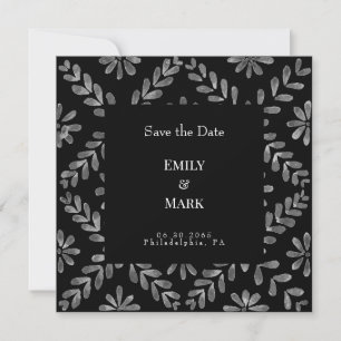 Invitation Elégant Noir & Blanc Mariage Enregistrer la date
