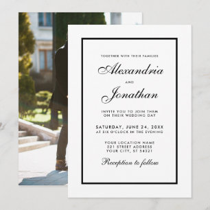 Invitation Elégant Noir & Blanc Mariage Inviter Photo