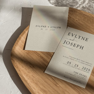 Invitation Elégant noir & blanc moderne Boho Mariage chic