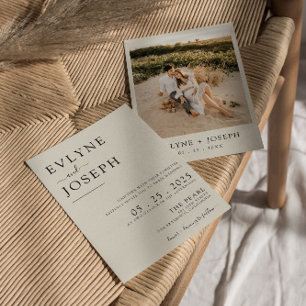 Invitation Elégant noir & blanc moderne Mariage photo chic