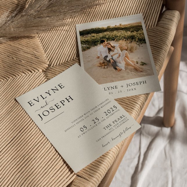 Invitation Elégant noir & blanc moderne Mariage photo chic (Créateur téléchargé)