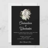 Élégant noir blanc Ranch Floral Horse Mariage