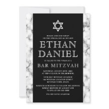 Élégant noir et blanc marbre texture bar mitzvah