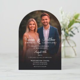Invitation Élégant noir et blanc Mariage d'arche photo modern