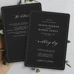 Invitation Élégant noir et blanc tout en un mariage