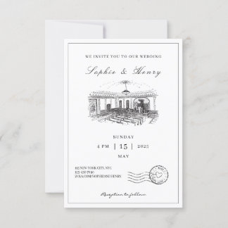 Invitation Élégant noir et blanc tout en un Mariage