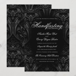 Invitation Élégant noir gothique Damas Moody