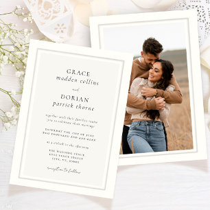 Invitation Élégant noir ivoire Platemark Simple Mariage photo