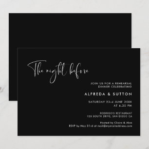 Invitation Élégant noir La nuit avant le dîner de répétition