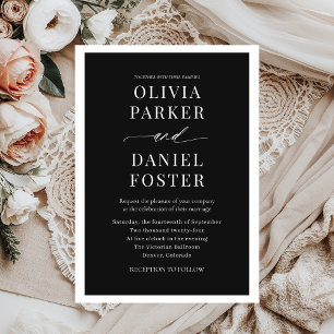 Invitation Élégant noir moderne minimaliste Mariage classique