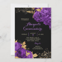Elégant noir violet or Stiletto Quinceañera