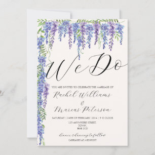 Invitation Elégant Nous faisons Purple Wisteria Mariage Flora