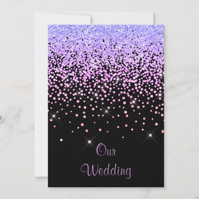 Invitation ELEGANT Nouveau cristal diamant mariage lilas (Devant)