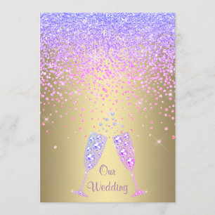 Invitation ELEGANT Nouveau cristal diamant mariage lilas Or