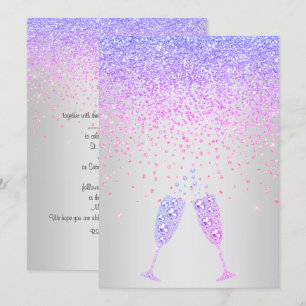 Invitation ÉLÉGANT Nouveau cristal diamant mariage lilas PURP