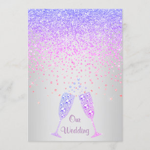 Invitation ÉLÉGANT Nouveau cristal diamant mariage lilas PURP