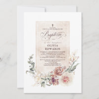 Elégant nuances de terre Floral Baptême naturel