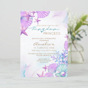 Invitation Elégant Ocean shells Plage 1er anniversaire