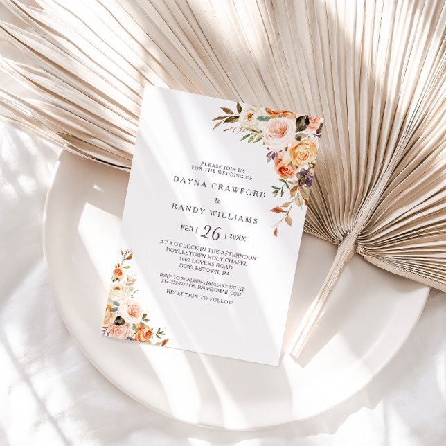 Invitation Élégant officiel Illustré Floral Mariage (Créateur téléchargé)