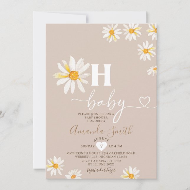 Invitation Élégant Oh Baby Daisy Flowers Baby shower Boho (Devant)