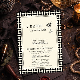 Invitation Elegant Old Money Checkered Martini Bridal Shower