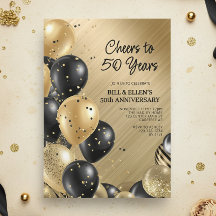 Élégant Or 50e Anniversaire de Mariage