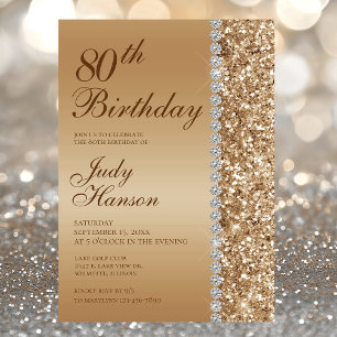 Invitation Élégant Or 80e Anniversaire