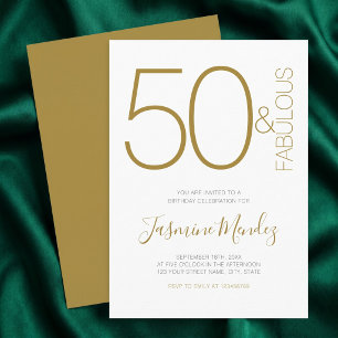 Invitation  Élégant Or Blanc Chic 50 & Fabuleux Anniversaire 